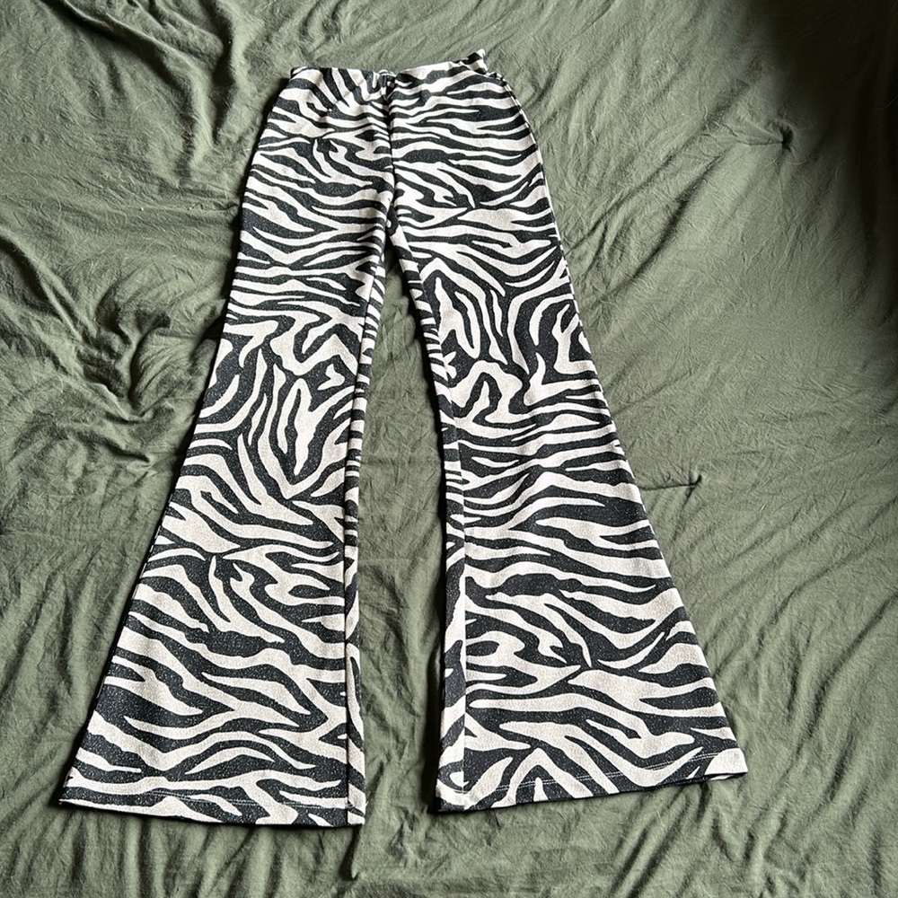 Funky Zebra Print Bellbottom Pants